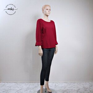 Talbots Crew‎ Neck Flounce Sleeve Top